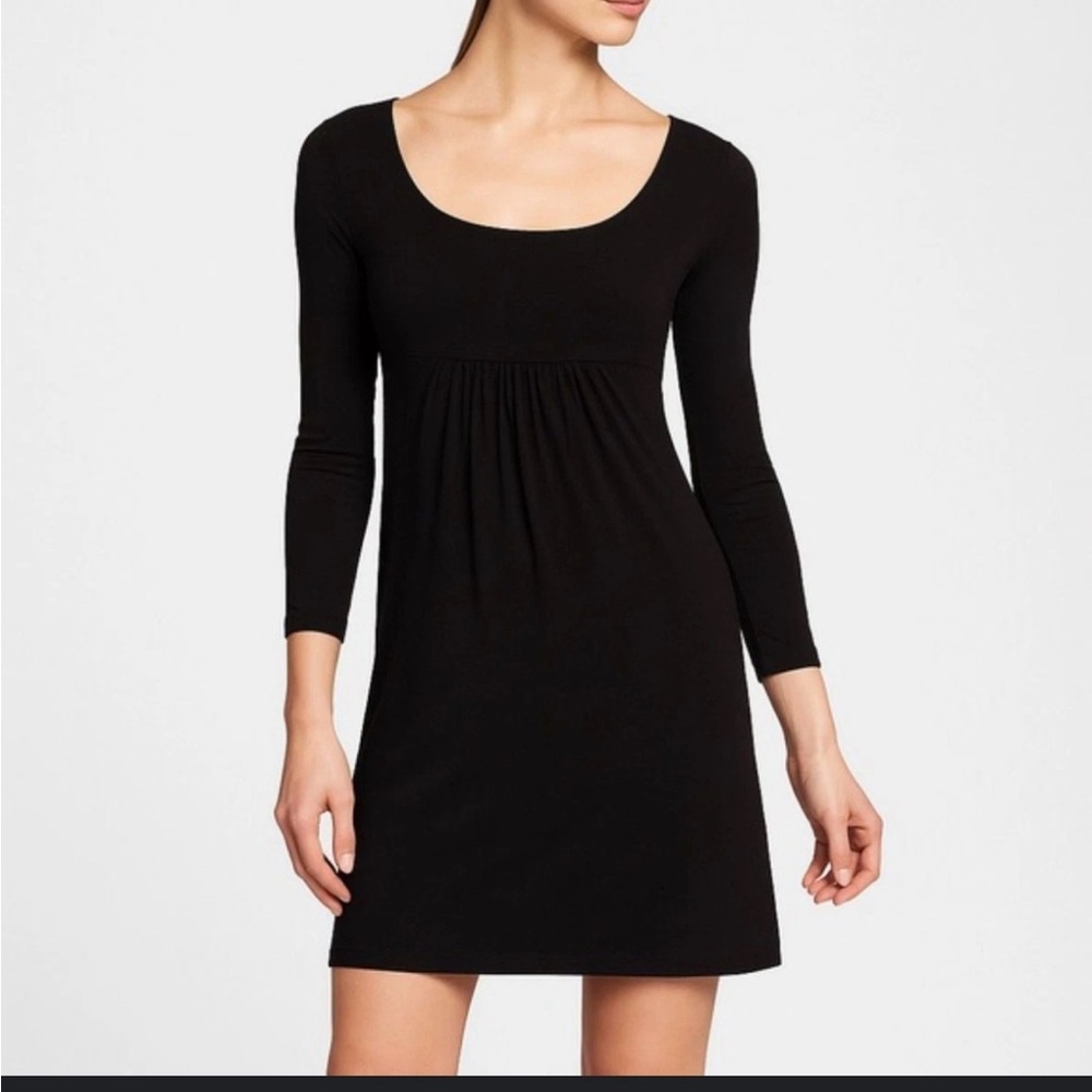 Normal Kamali Scoop Neck Empire Waist Jersey Ruched Long Sleeve Dress Sz XL - Picture 3 of 8